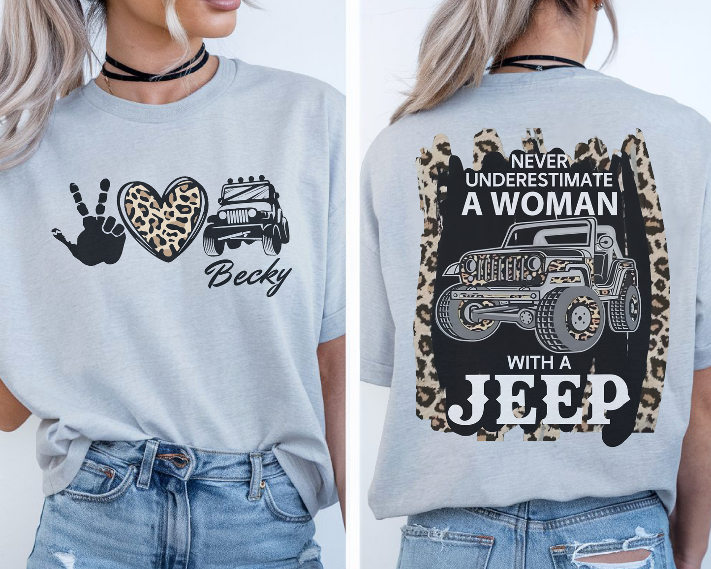 Personalized Never Underestimate A Woman With A Jeep Leopard T-Shirt Hoodie