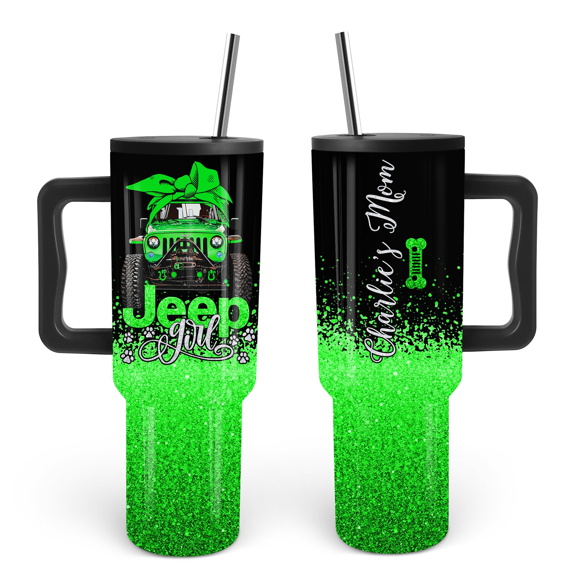 Personalized Multicolor Jeep Dog Girl Epoxy Tumbler 40oz 30oz Supler Store