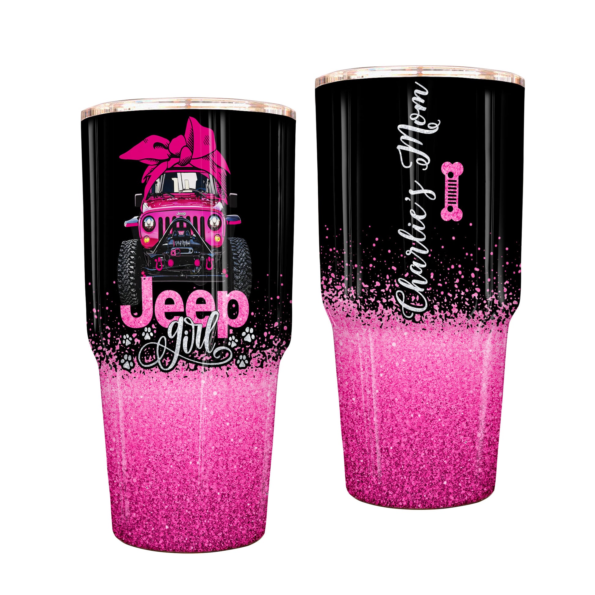 Personalized Multicolor Jeep Dog Girl Epoxy Tumbler 40oz 30oz Supler Store
