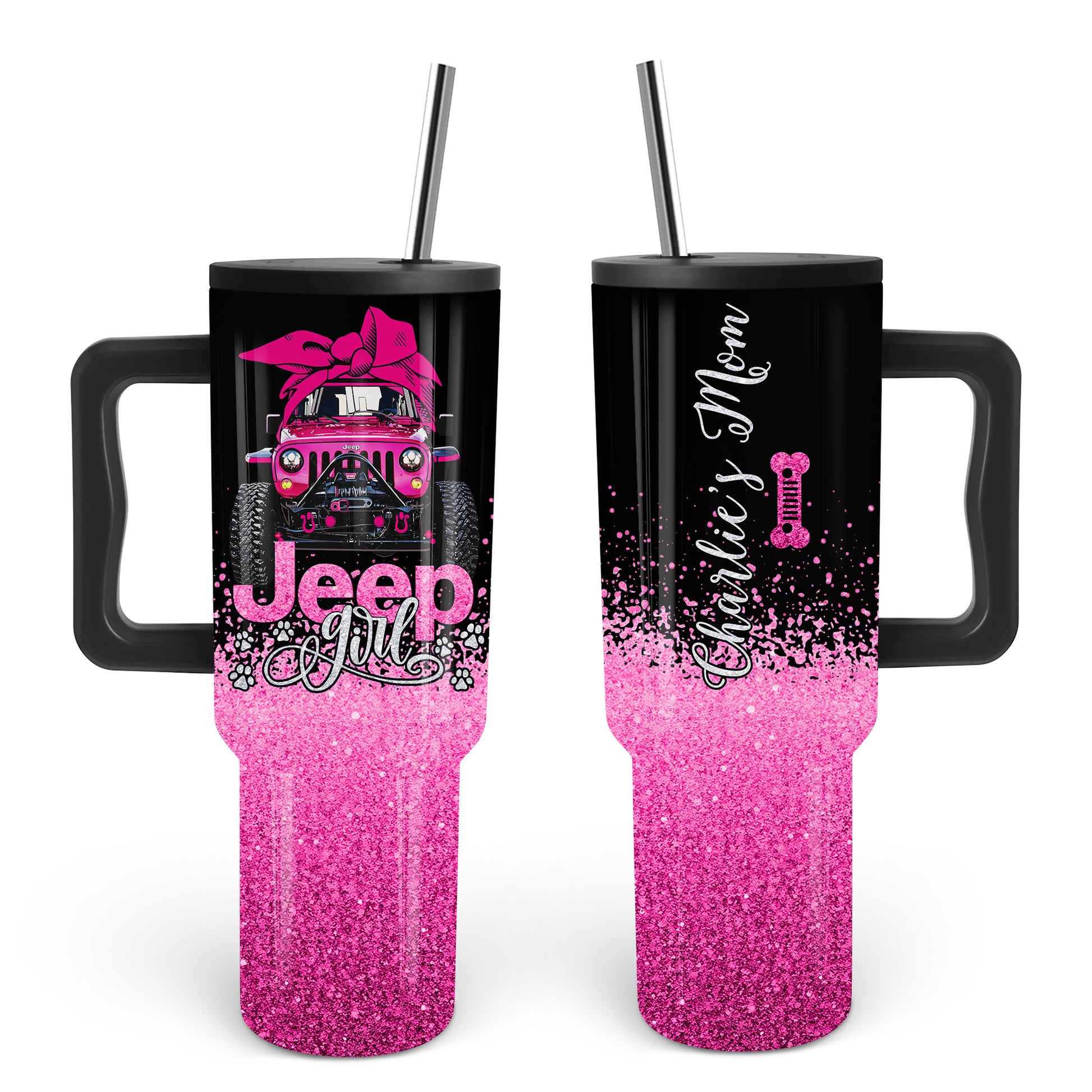 Personalized Multicolor Jeep Dog Girl Epoxy Tumbler 40oz 30oz Supler Store