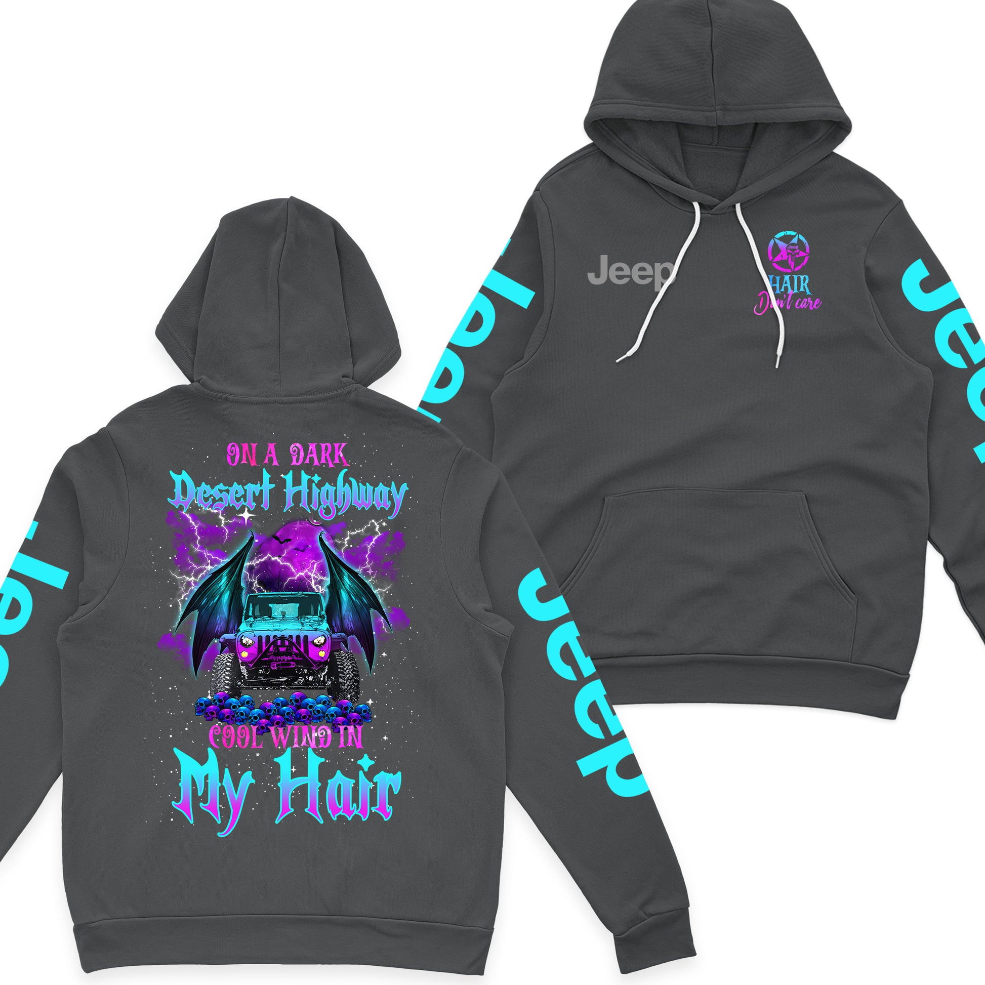 On A Dark Desert Highway Jeep Hair Fleece Zip Hoodie Supler Store