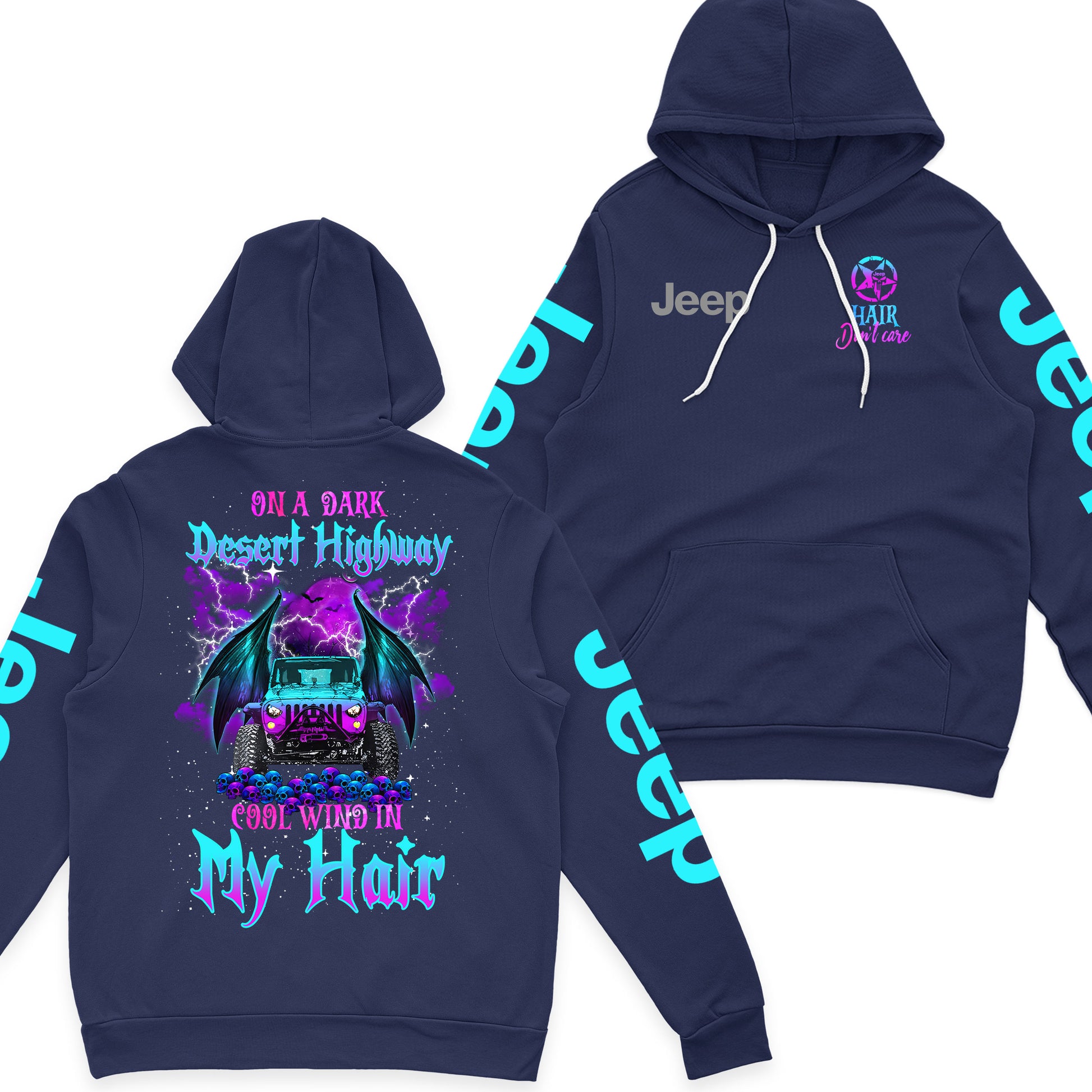 On A Dark Desert Highway Jeep Hair Fleece Zip Hoodie Supler Store