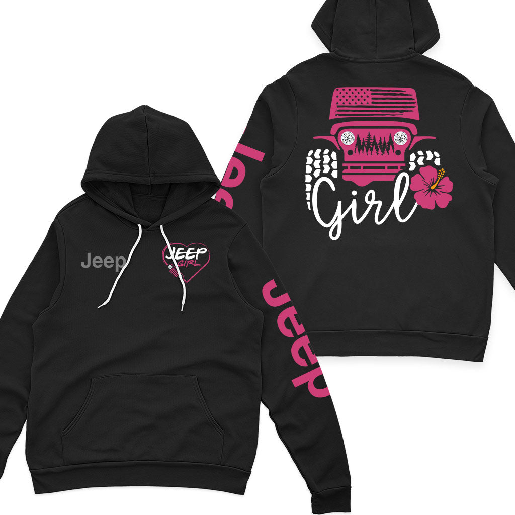 Jeep Girl Offroad US Flag Zip Hoodie Supler Store