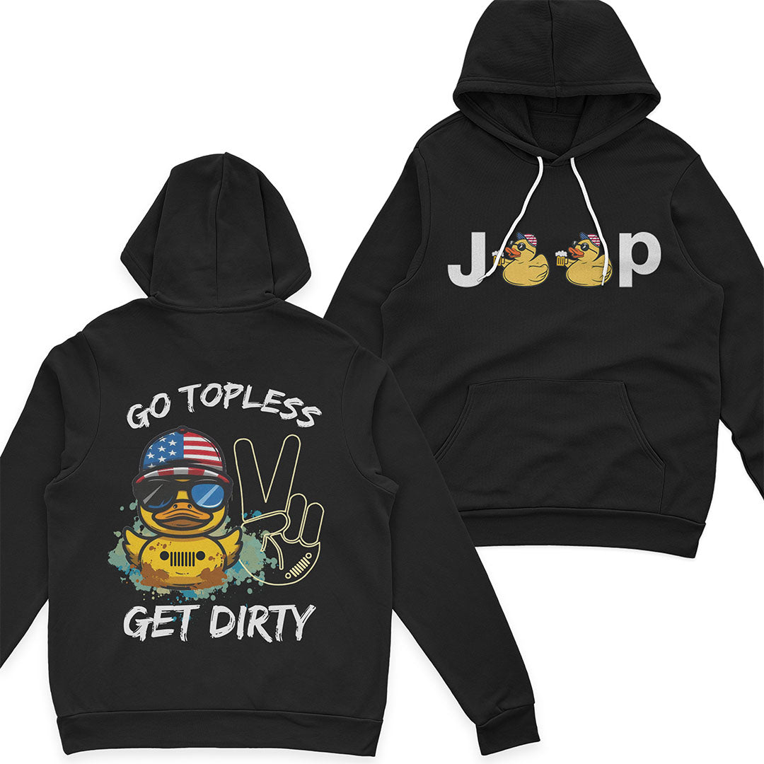Jeep Duck Offroad Go Topless Get Dirty Beer American Flag T-Shirt Hoodie