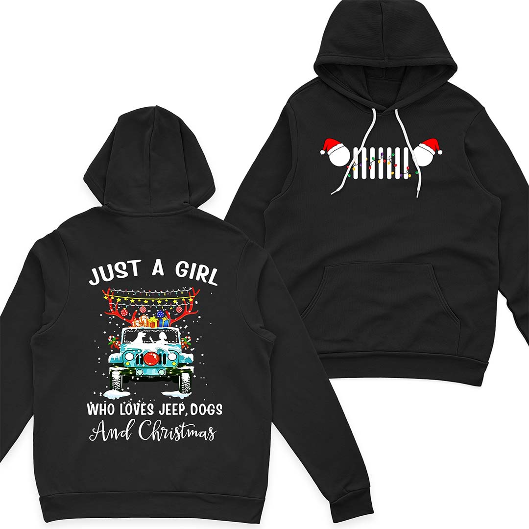 Just A Girl Who Loves Jeep, Dogs And Christmas T-Shirt Hoodie Supler Store