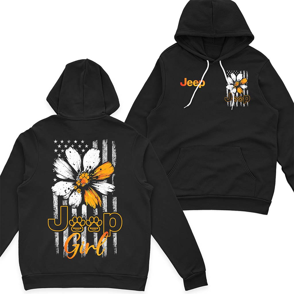 Jeep Dog Girl Sunflower Quarter Zip Hoodie Supler Store