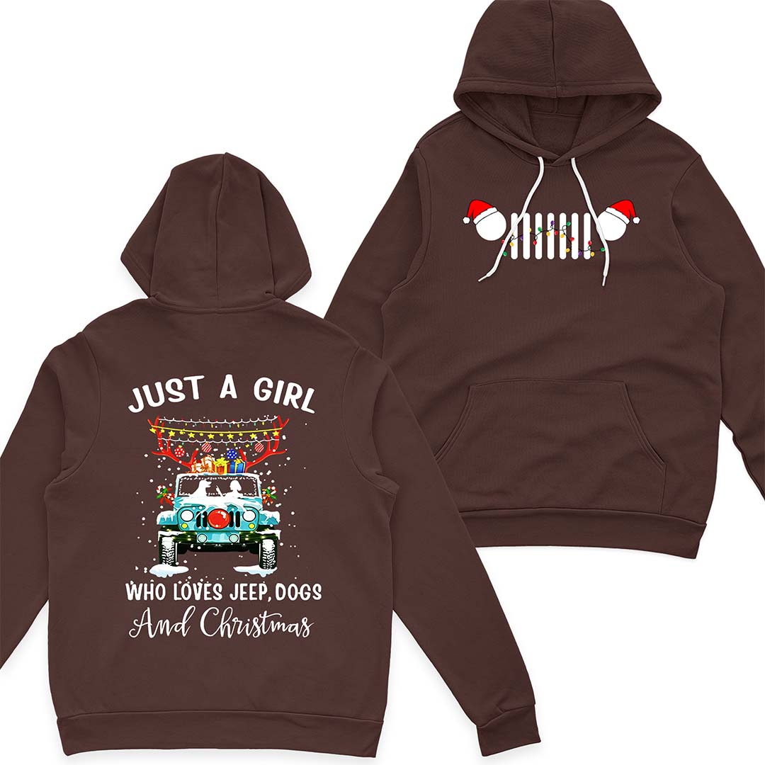 Just A Girl Who Loves Jeep, Dogs And Christmas T-Shirt Hoodie Supler Store