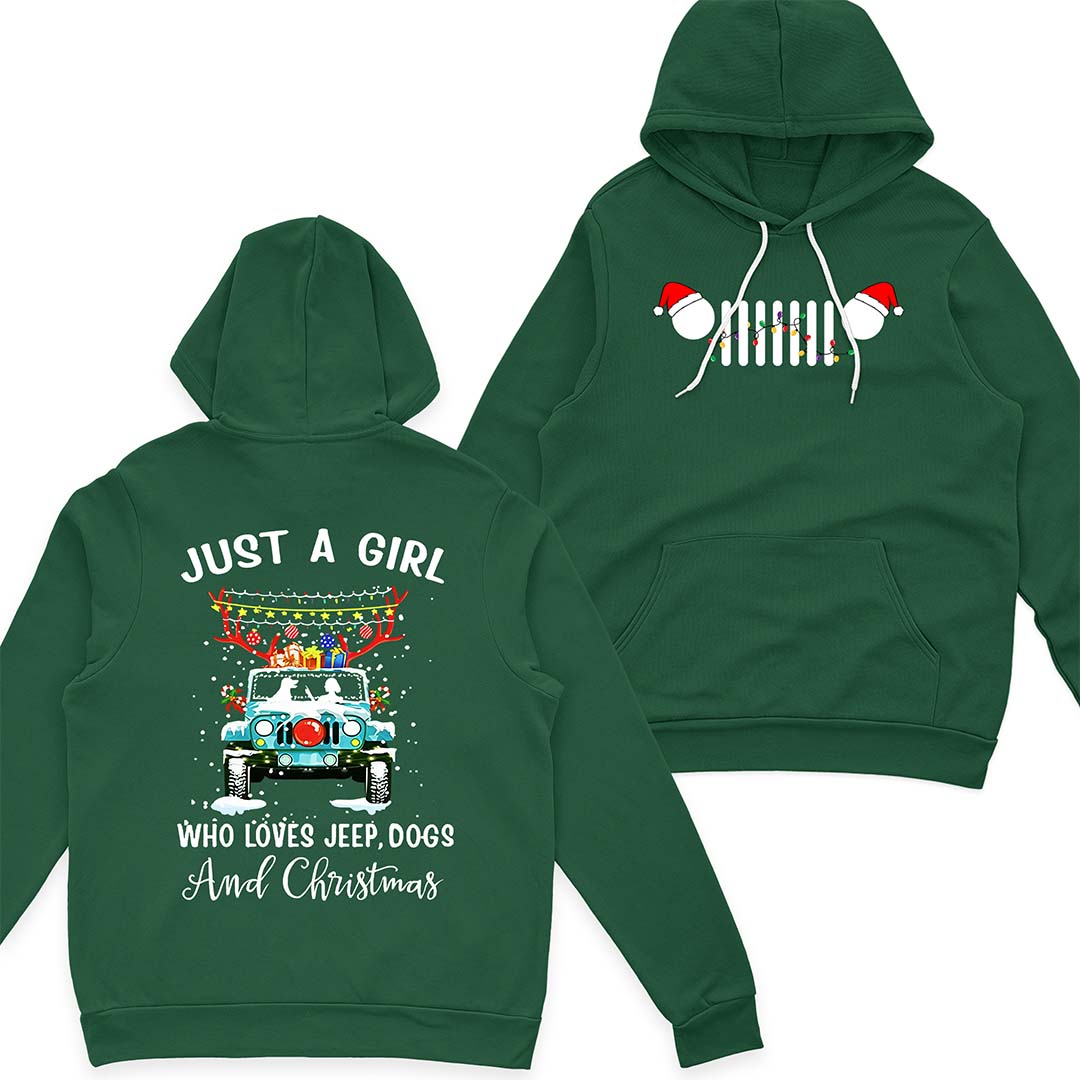 Just A Girl Who Loves Jeep, Dogs And Christmas T-Shirt Hoodie Supler Store