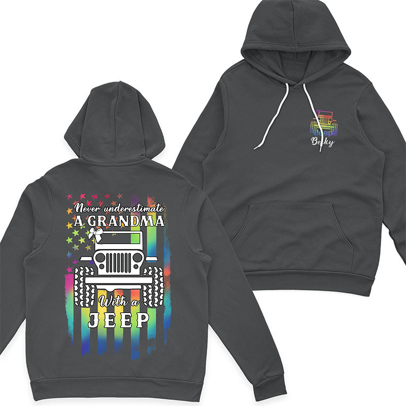 Personalized Never Underestimate A Grandma with a Jeep T-Shirt Hoodie Supler Store