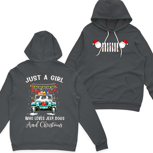 Just A Girl Who Loves Jeep, Dogs And Christmas T-Shirt Hoodie Supler Store