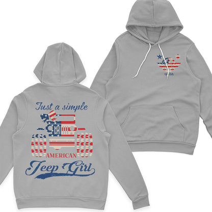 Personalized Jeep Just a Simple American Girl US Independennce Day 4th Of July T-Shirt Hoodie