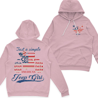 Personalized Jeep Just a Simple American Girl US Independennce Day 4th Of July T-Shirt Hoodie