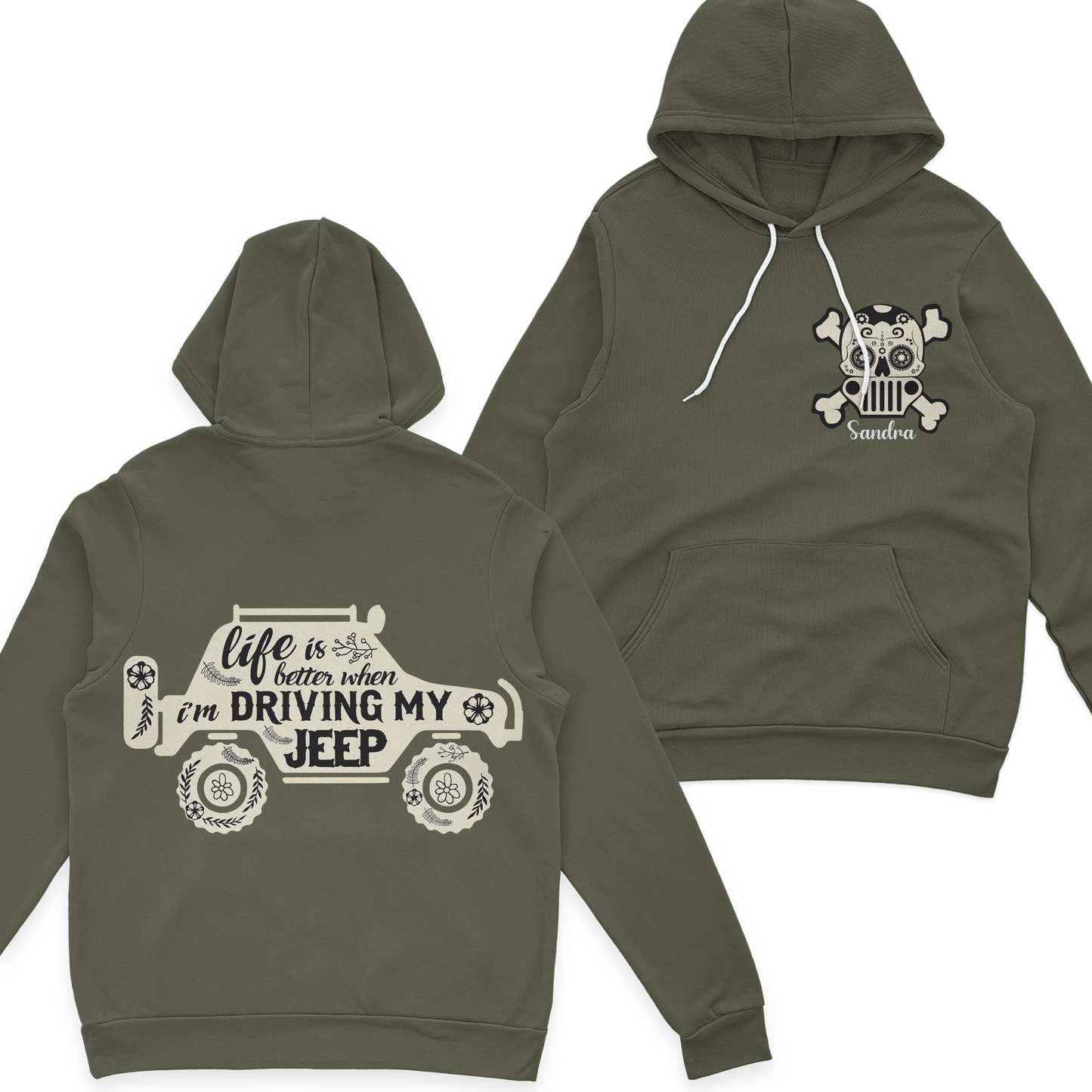 Personalized Life Is Better When I'm Driving My Jeep Sugar Skull T-Shirt Hoodie
