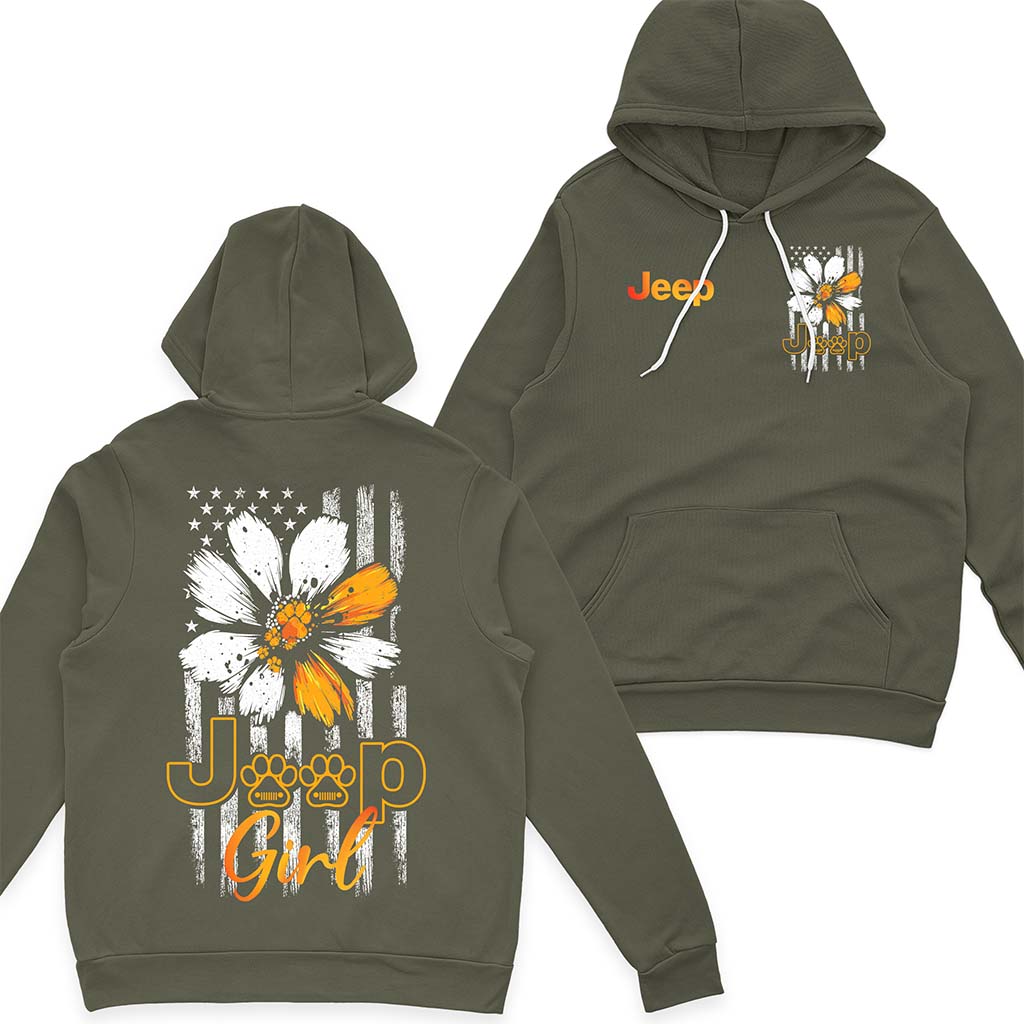 Jeep Dog Girl Sunflower Quarter Zip Hoodie Supler Store