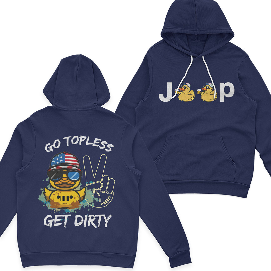 Jeep Duck Offroad Go Topless Get Dirty Beer American Flag T-Shirt Hoodie