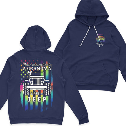 Personalized Never Underestimate A Grandma with a Jeep T-Shirt Hoodie Supler Store