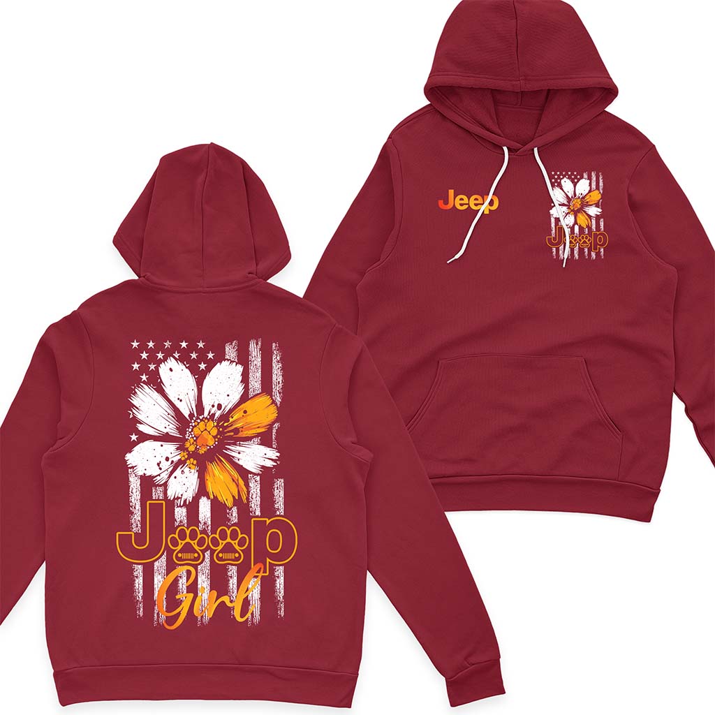 Jeep Dog Girl Sunflower Quarter Zip Hoodie Supler Store