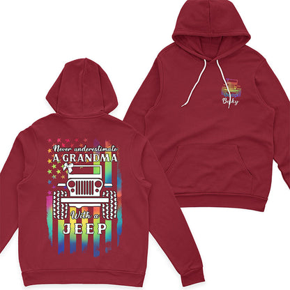 Personalized Never Underestimate A Grandma with a Jeep T-Shirt Hoodie Supler Store