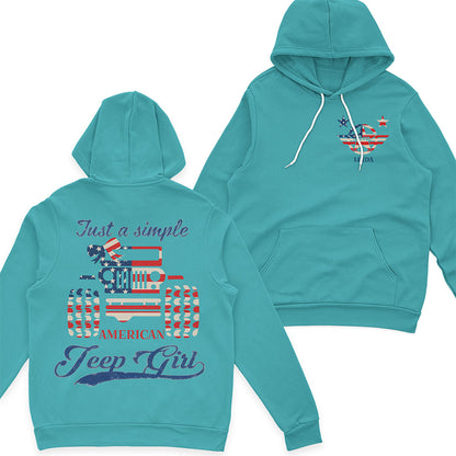 Personalized Jeep Just a Simple American Girl US Independennce Day 4th Of July T-Shirt Hoodie