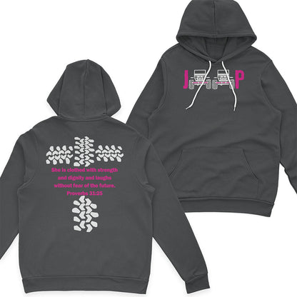 Jeep She Is Clothed With Strength Jesus Proverbs 31:25 T-Shirt Hoodie Supler Store