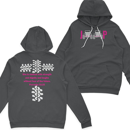 Jeep She Is Clothed With Strength Jesus Proverbs 31:25 T-Shirt Hoodie Supler Store