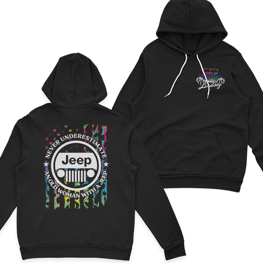 Personalized Never Underestimate An Old Woman With A Jeep Rainbow Leopard T-Shirt Hoodie Supler Store