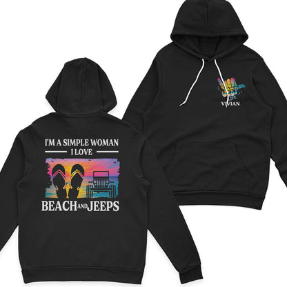 Personalized I'm A Simple Woman Love Beach and Jeeps T-Shirt Hoodie