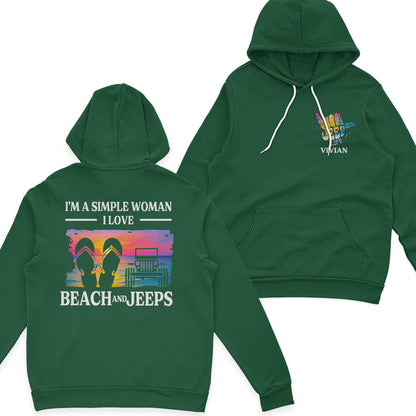 Personalized I'm A Simple Woman Love Beach and Jeeps T-Shirt Hoodie