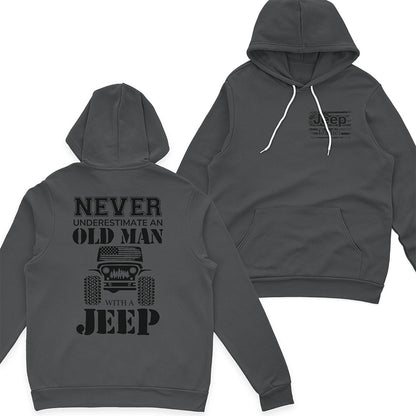 Personalized Jeep Never Underestimate An Old Man American Flag T-Shirt Hoodie