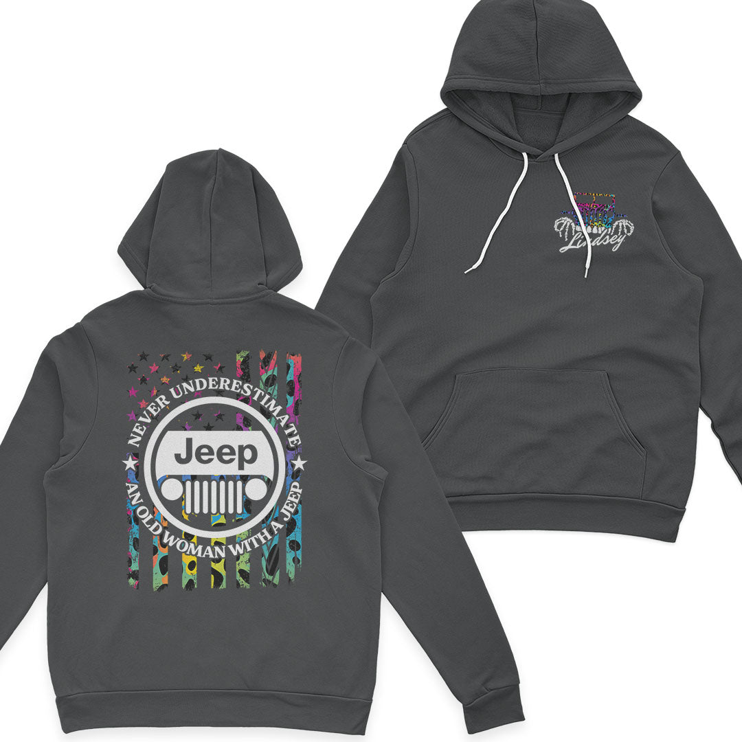 Personalized Never Underestimate An Old Woman With A Jeep Rainbow Leopard T-Shirt Hoodie Supler Store