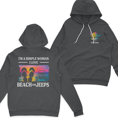 Personalized I'm A Simple Woman Love Beach and Jeeps T-Shirt Hoodie