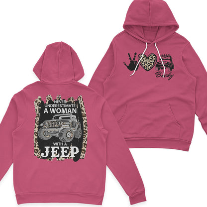 Personalized Never Underestimate A Woman With A Jeep Leopard T-Shirt Hoodie