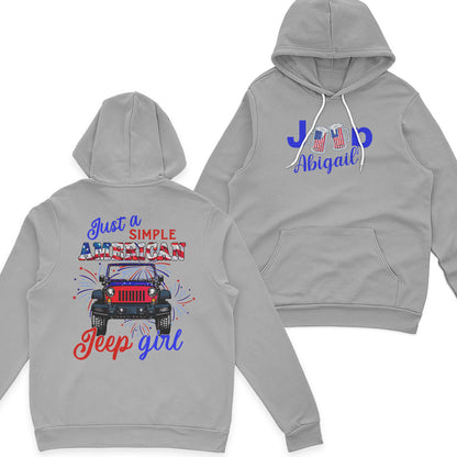 Personalized Just A Simple American Jeep Girl American Flag T-Shirt Hoodie