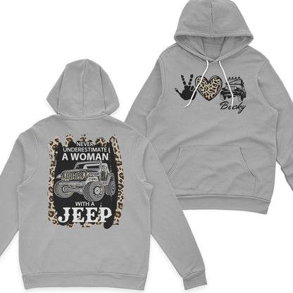 Personalized Never Underestimate A Woman With A Jeep Leopard T-Shirt Hoodie