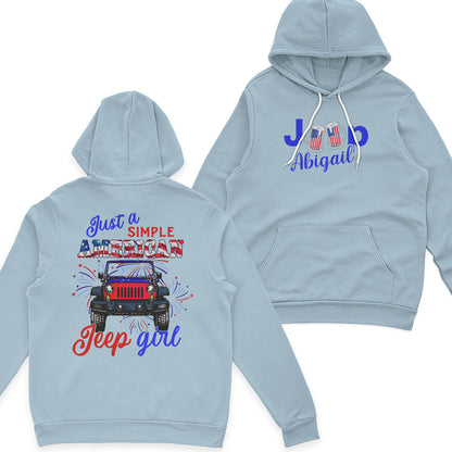 Personalized Just A Simple American Jeep Girl American Flag T-Shirt Hoodie