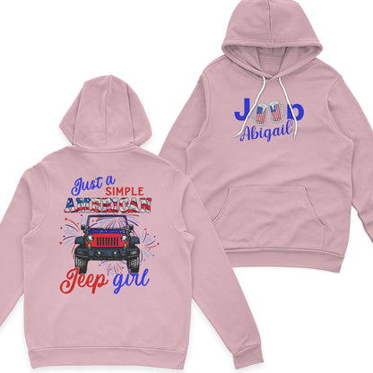 Personalized Just A Simple American Jeep Girl American Flag T-Shirt Hoodie