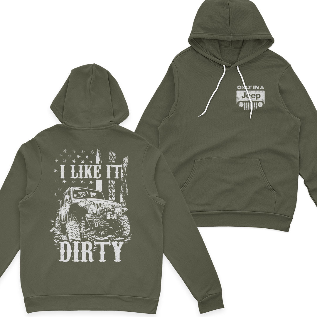 Jeep Offroad American Flag Get Dirty Men's T-Shirt Hoodie