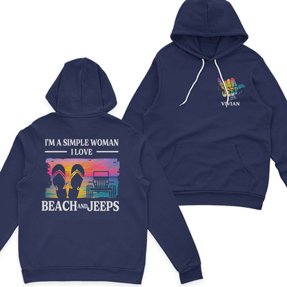 Personalized I'm A Simple Woman Love Beach and Jeeps T-Shirt Hoodie