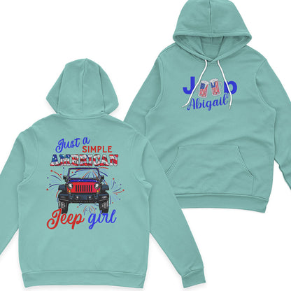 Personalized Just A Simple American Jeep Girl American Flag T-Shirt Hoodie
