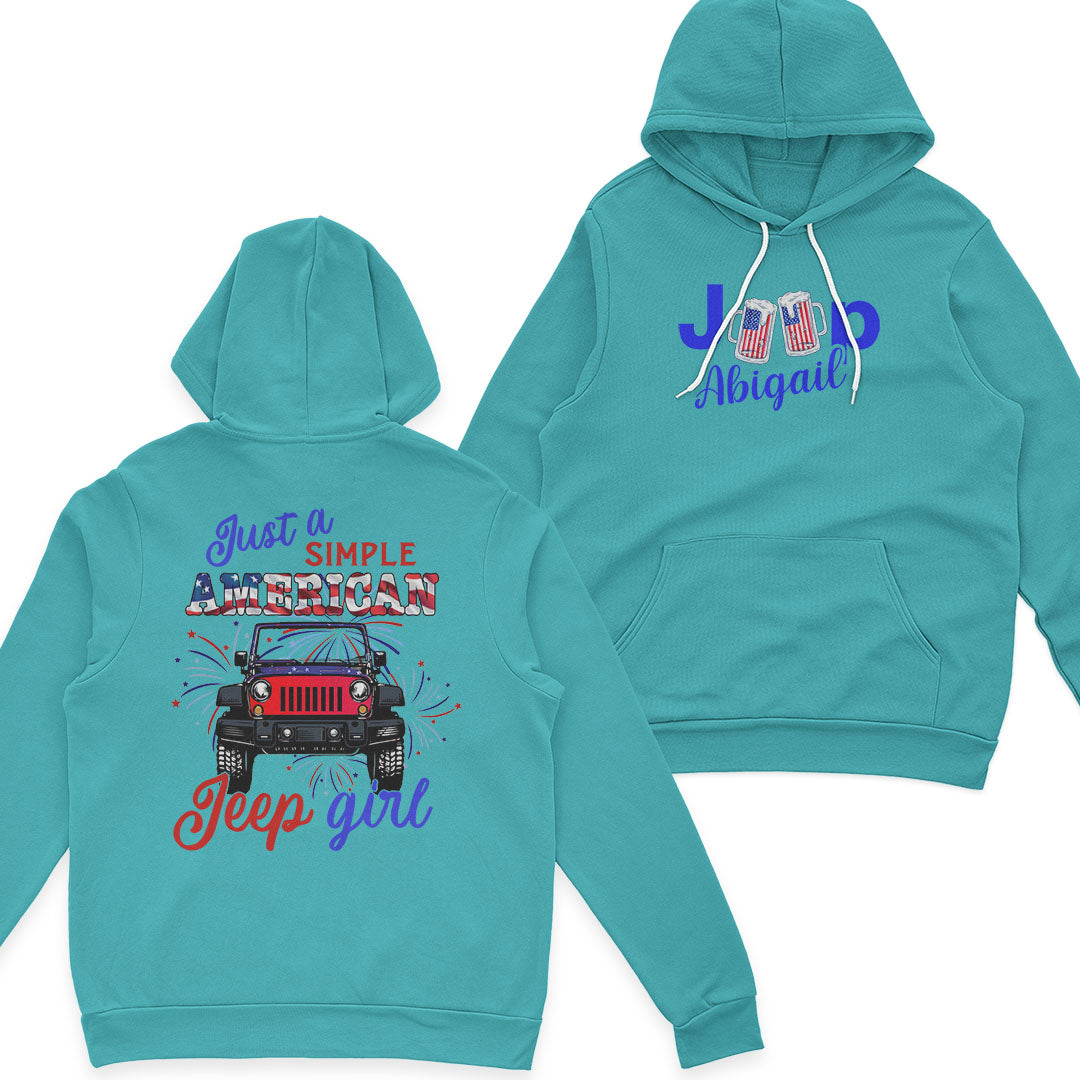 Personalized Just A Simple American Jeep Girl American Flag T-Shirt Hoodie