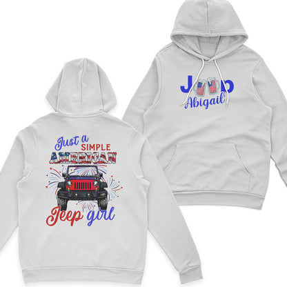 Personalized Just A Simple American Jeep Girl American Flag T-Shirt Hoodie