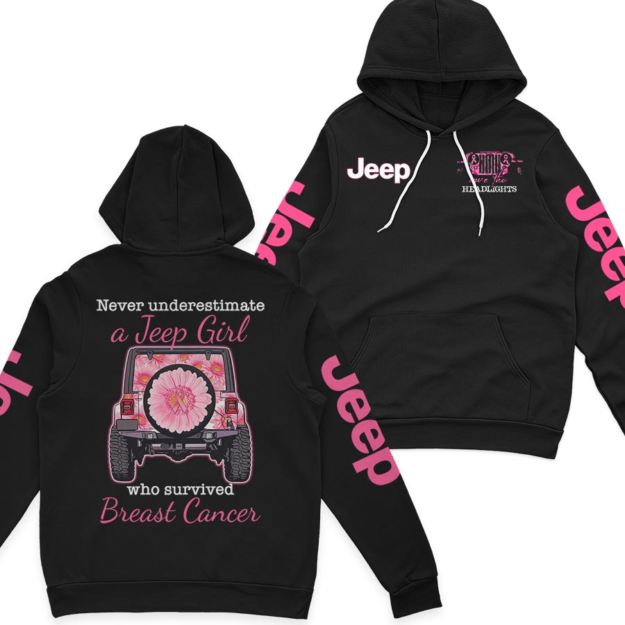 Never Underestimate A Jeep Girl Who Survived Breast Cancer Zip Hoodie Supler Store