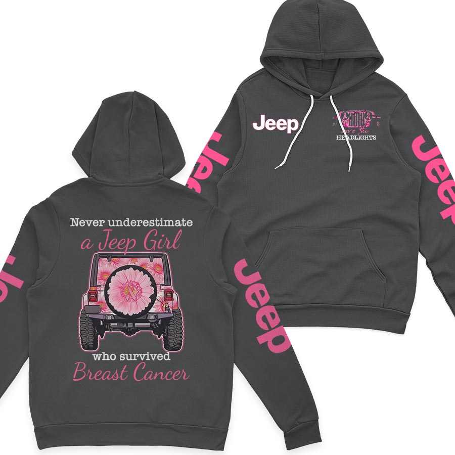 Never Underestimate A Jeep Girl Who Survived Breast Cancer Zip Hoodie Supler Store