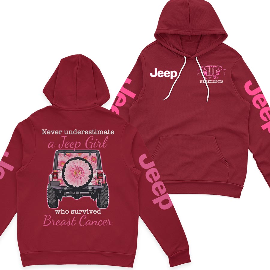 Never Underestimate A Jeep Girl Who Survived Breast Cancer Zip Hoodie Supler Store