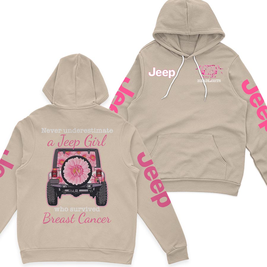 Never Underestimate A Jeep Girl Who Survived Breast Cancer Zip Hoodie Supler Store