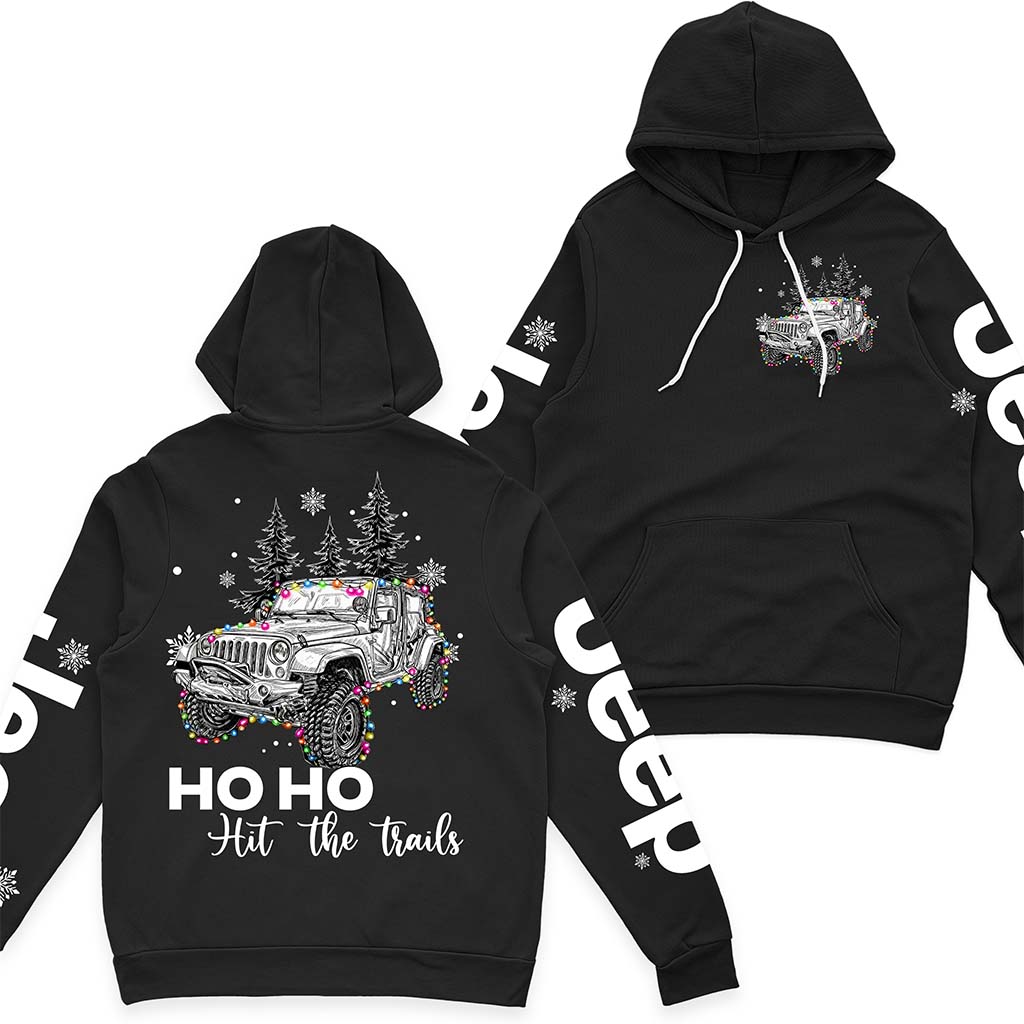 Ho Ho Ho Hit The Trail Jeep Christmas Fleece Zip Hoodie Supler Store