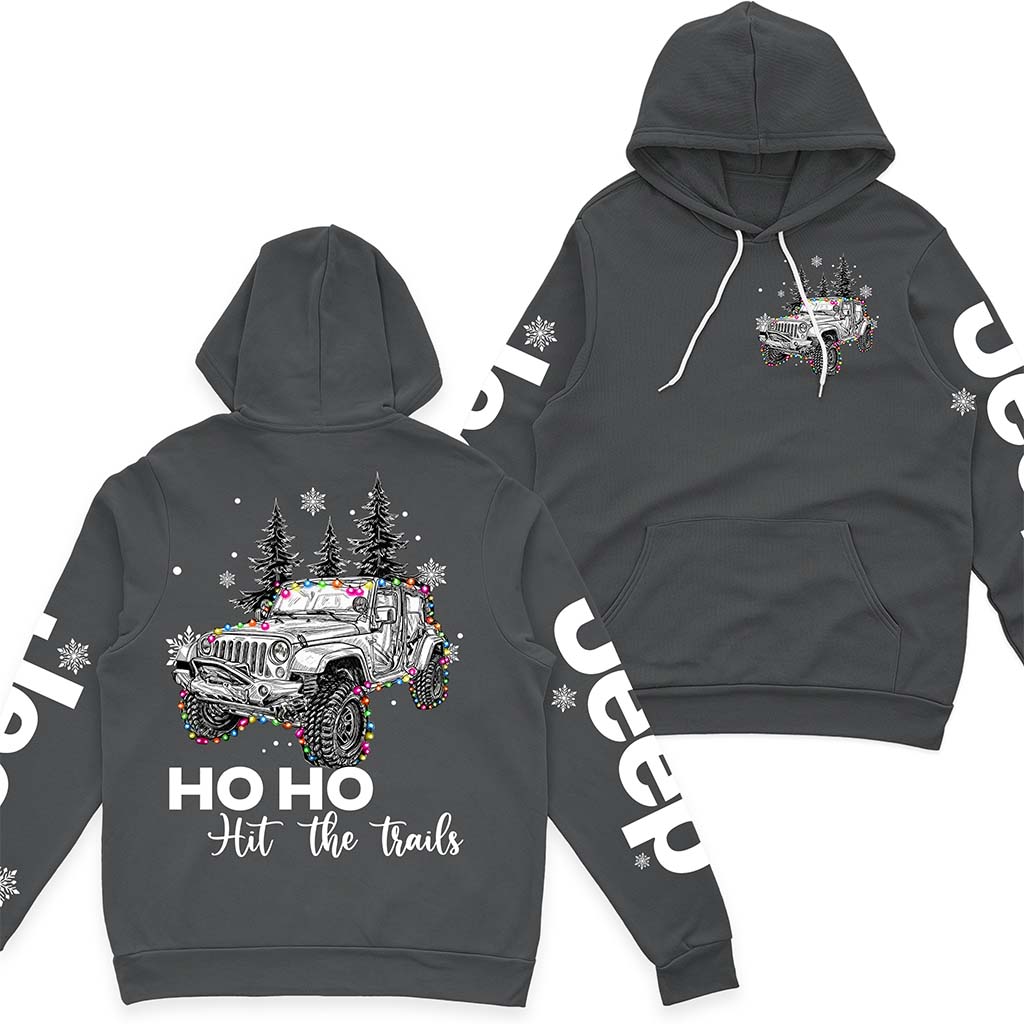 Ho Ho Ho Hit The Trail Jeep Christmas Fleece Zip Hoodie Supler Store