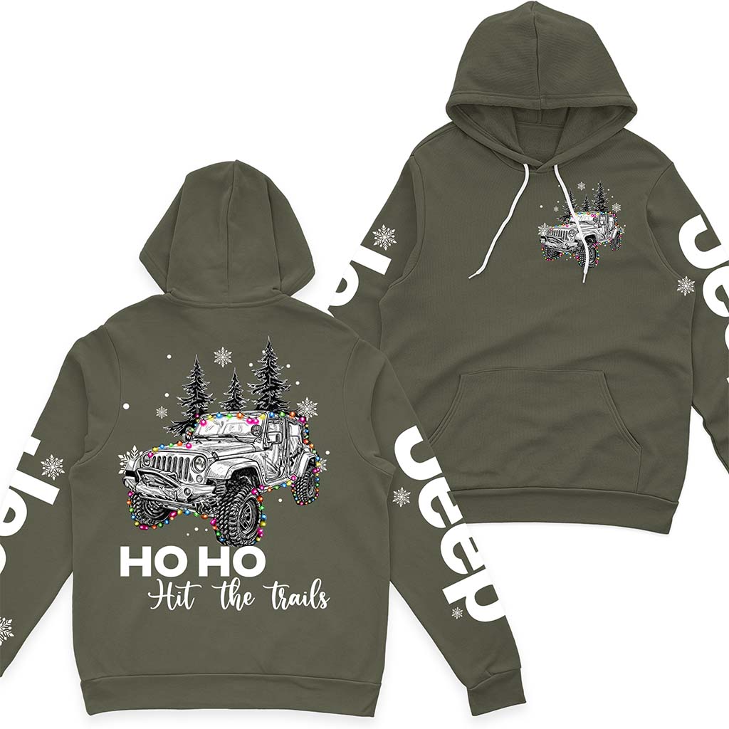 Ho Ho Ho Hit The Trail Jeep Christmas Fleece Zip Hoodie Supler Store