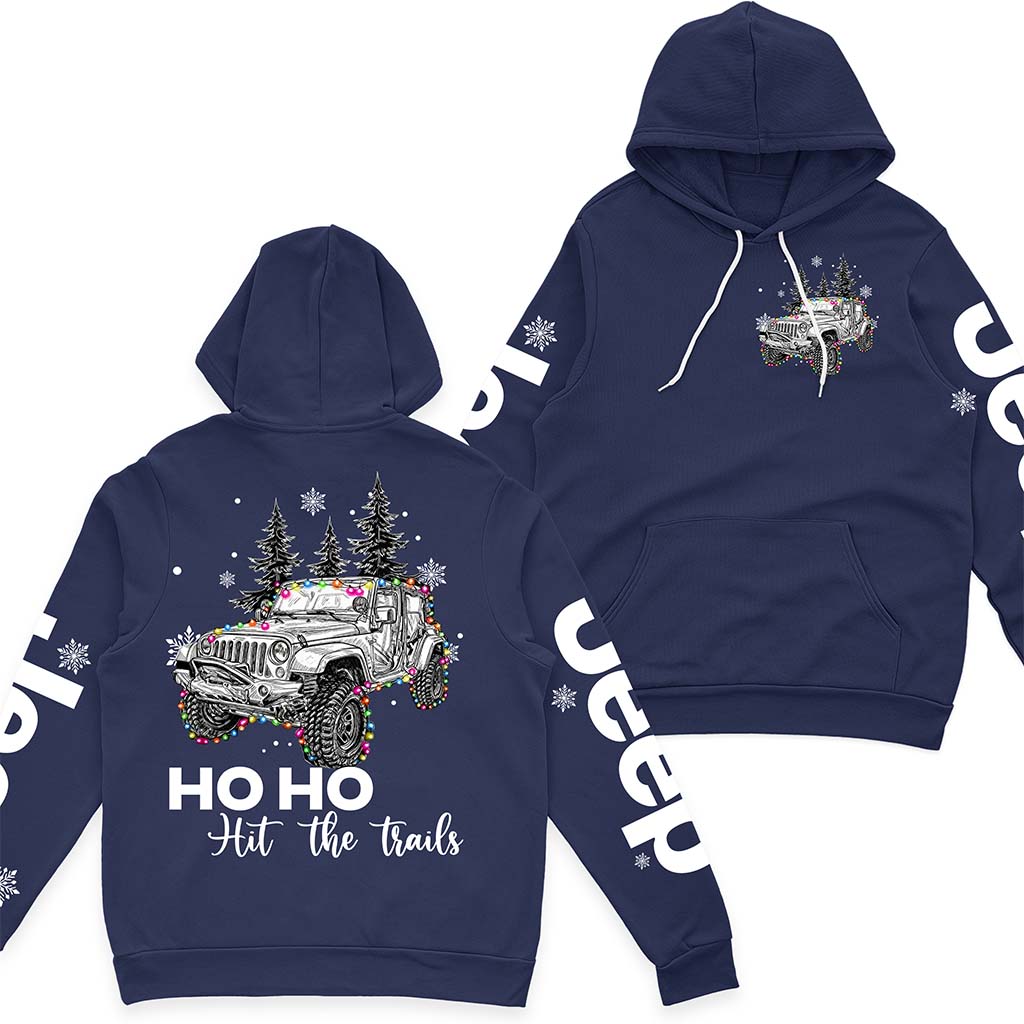 Ho Ho Ho Hit The Trail Jeep Christmas Fleece Zip Hoodie Supler Store