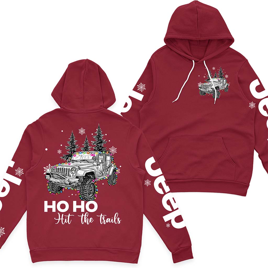 Ho Ho Ho Hit The Trail Jeep Christmas Fleece Zip Hoodie Supler Store